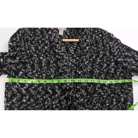 Chico's Women’s Cardigan Tweed Size M 1 Open Front Black And White Classic - Picture 5 of 8